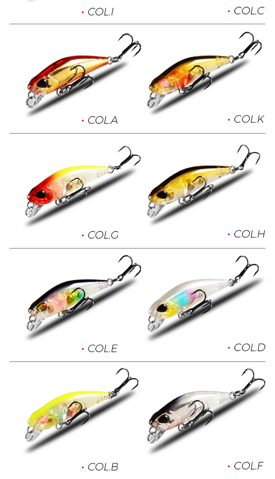 Lot de 5 jerkbaits coulants